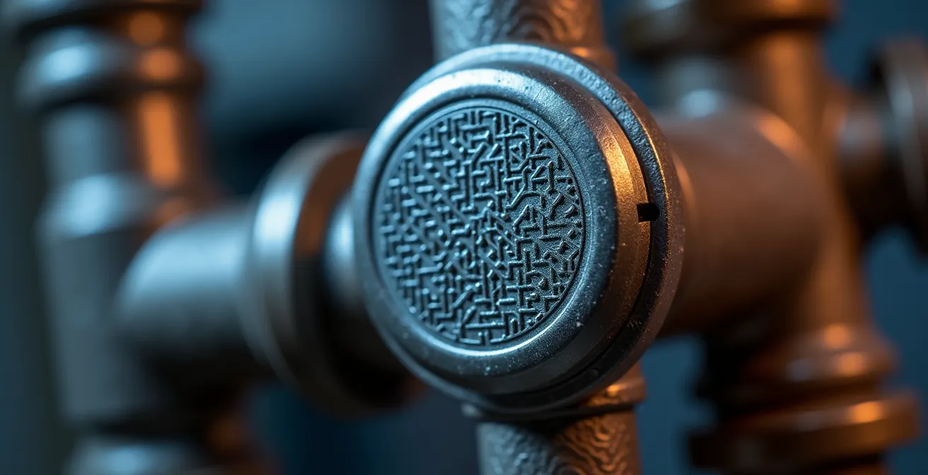 Extreme close-up of modern water leak sensor device