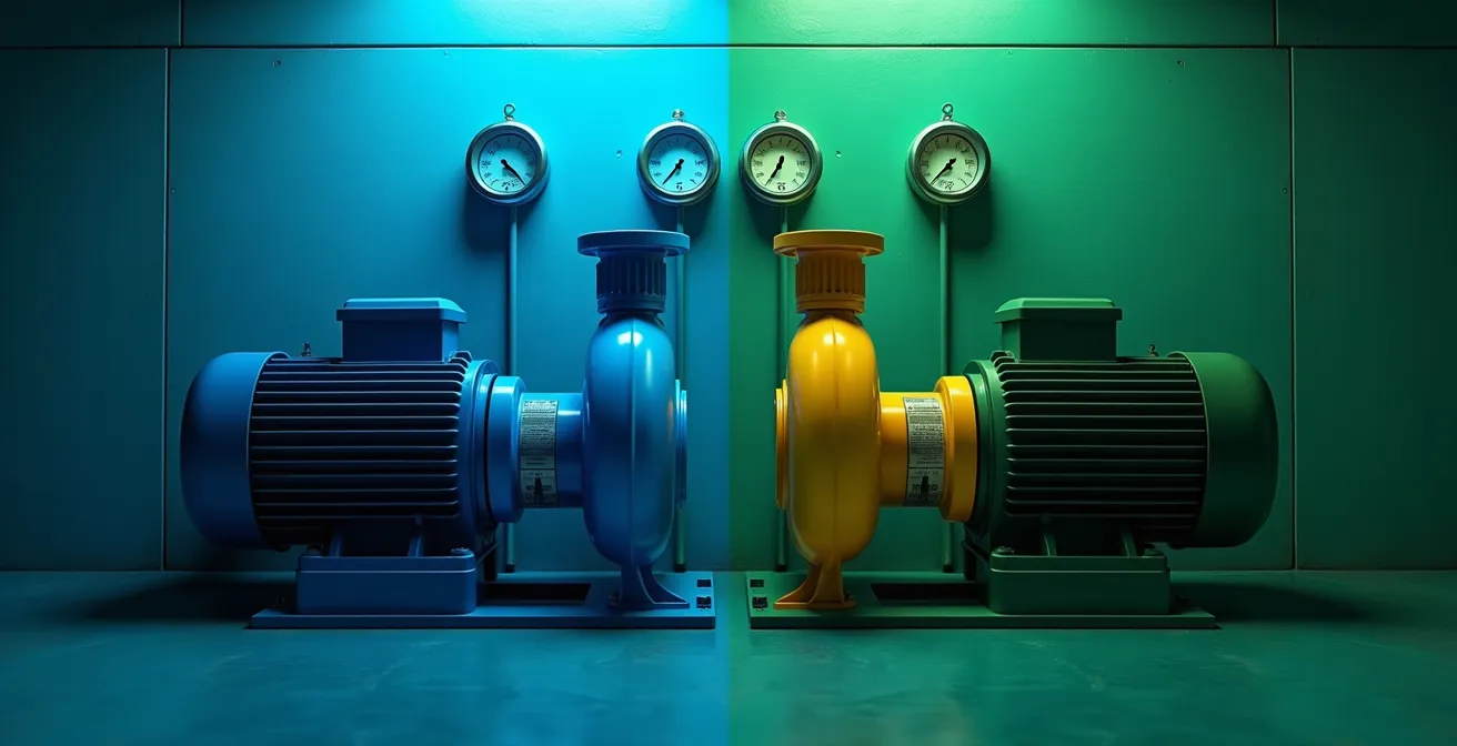 Visual comparison of VFD versus constant speed pump energy consumption in Montreal buildings