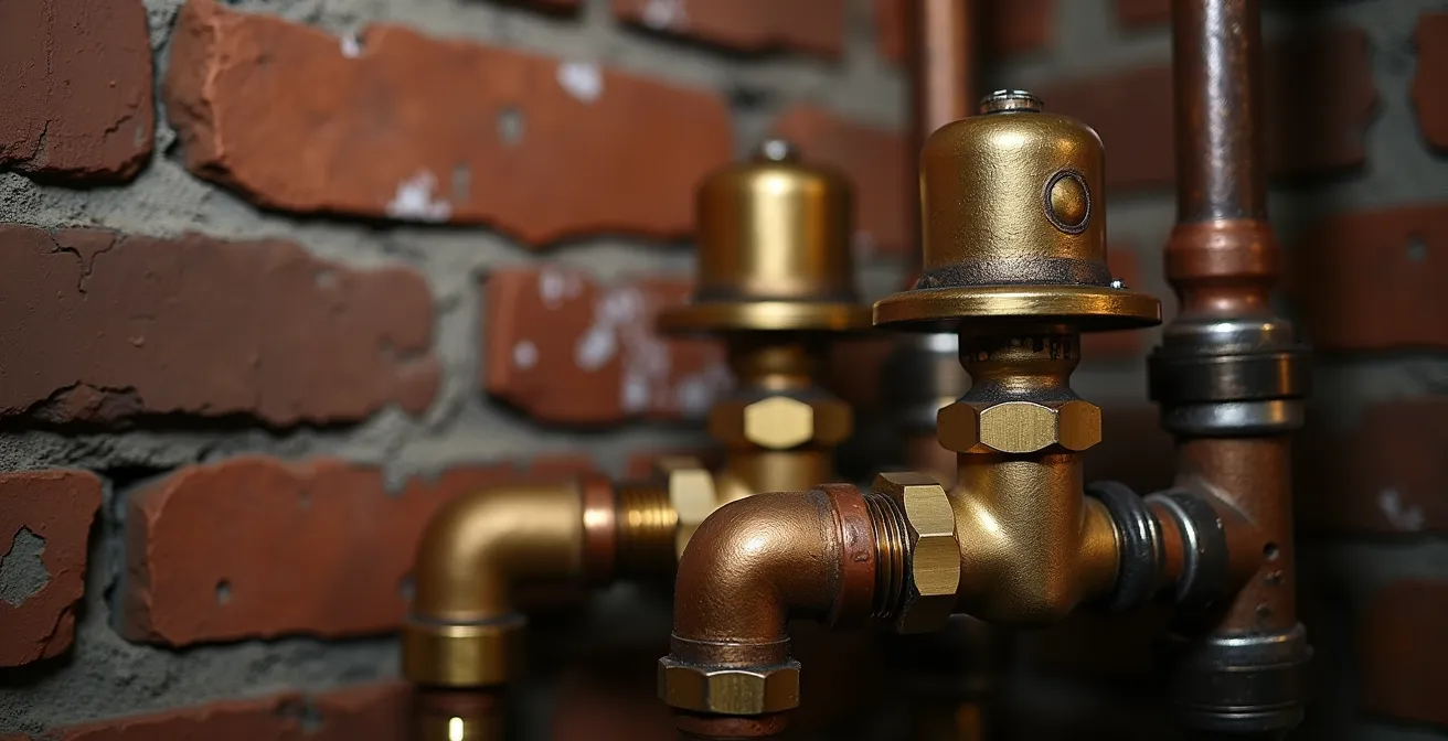 Water hammer arrestor device installed on pipes near washing machine connections